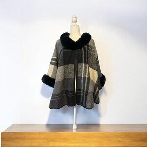 Seven Islands Faux Fur Open Front Cape Poncho Women's Wrap One Size